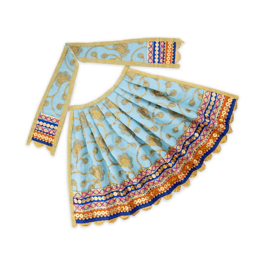 Amman Pavadai - 7 x 12 Inches | Fancy Devi Vastra/ Mata Dress/ Golden Border Mata Poshak for Deity/ Assorted Colour - Devi Dress