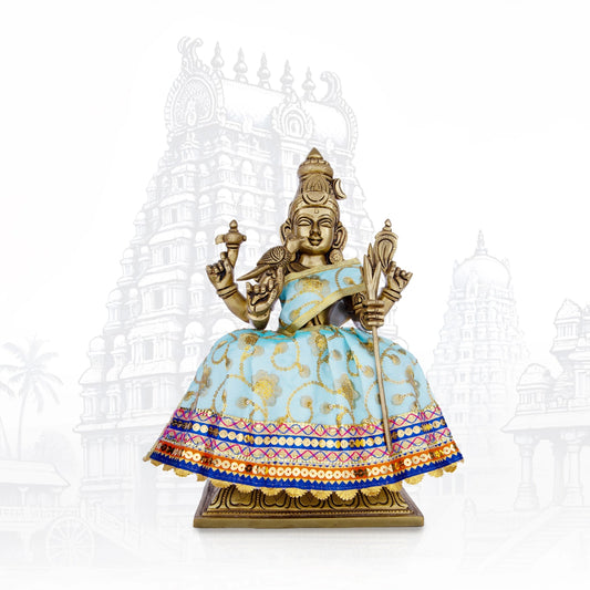 Amman Pavadai - 7 x 12 Inches | Fancy Devi Vastra/ Mata Dress/ Golden Border Mata Poshak for Deity/ Assorted Colour - Devi Dress