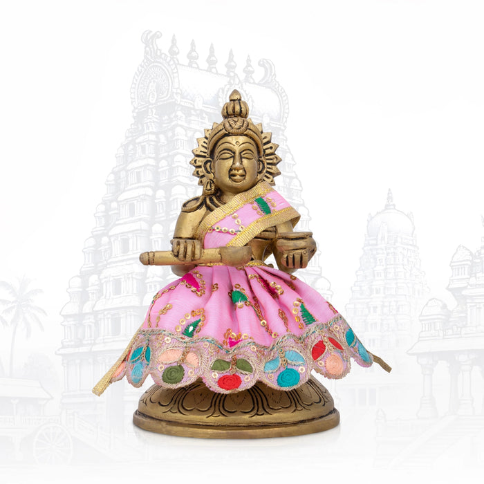 Amman Pavadai - 3 x 6 Inches | Fancy Devi Vastra/ Mata Dress/ Golden Border Mata Poshak for Deity - Devi Dress