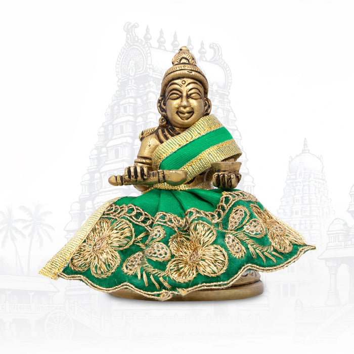 Amman Pavadai - 2 Inches | Mata Dress/ Devi Vastra/ Golden Border Mata Poshak for Deity/ Assorted Colour - Devi Dress