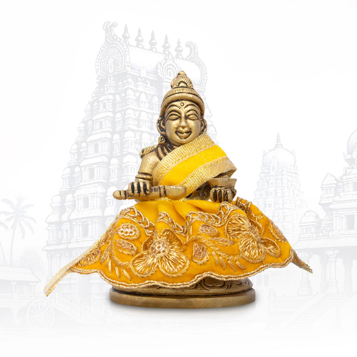 Amman Pavadai - 2 Inches | Mata Dress/ Devi Vastra/ Golden Border Mata Poshak for Deity/ Assorted Colour - Devi Dress