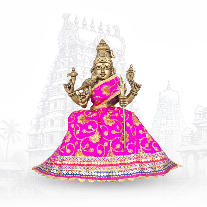 Amman Dress - 9 Inches | Velvet Amman Pavadai/ Velvet Devi Costume for Deity - Devi Dress