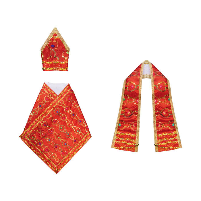 Sai Poshak Set - 7 Inches | Embroidery Dress / Sai Baba Vastra/ Sai Baba Clothes for Deity Decor