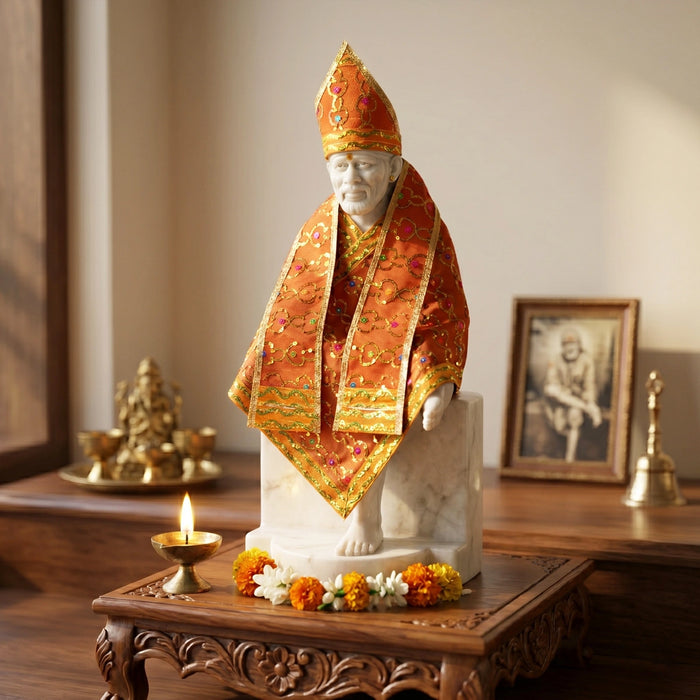 Sai Baba Dress Set - 9 Inches | Sai Baba Clothes/ Sai Poshak/ Sai Baba Vastra for Deity
