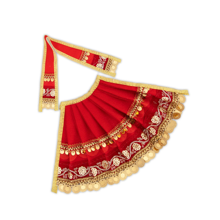 Amman Pavadai Thavani - 5 x 10 Inches | Mata Dress/ Devi Vastra/ Golden Border Mata Poshak for Deity