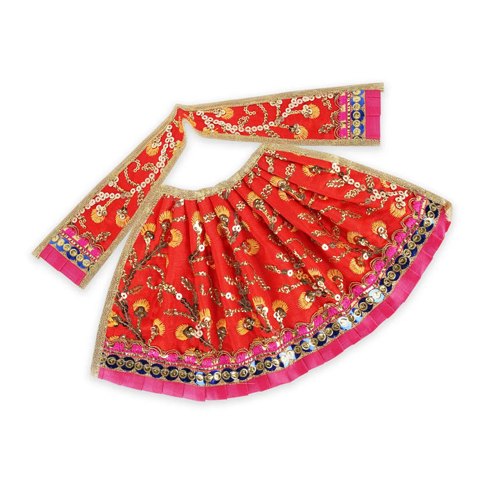 Devi Dress - 6 x 11 Inches | Embroidery Mata Rani Poshak/ Amman Pavadai/ Devi Vastra for Deity - Devi Dress