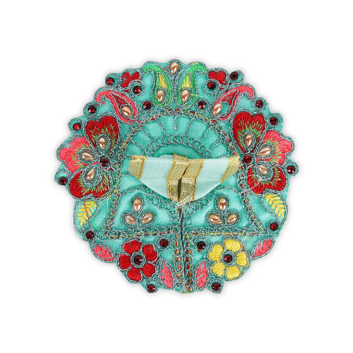 Krishna Dress - 4.5 Inches | Kanha Dress/ Krishna Costume/ Embroidery With Stone Krishna Poshak for Deity - Laddu Gopal Dress