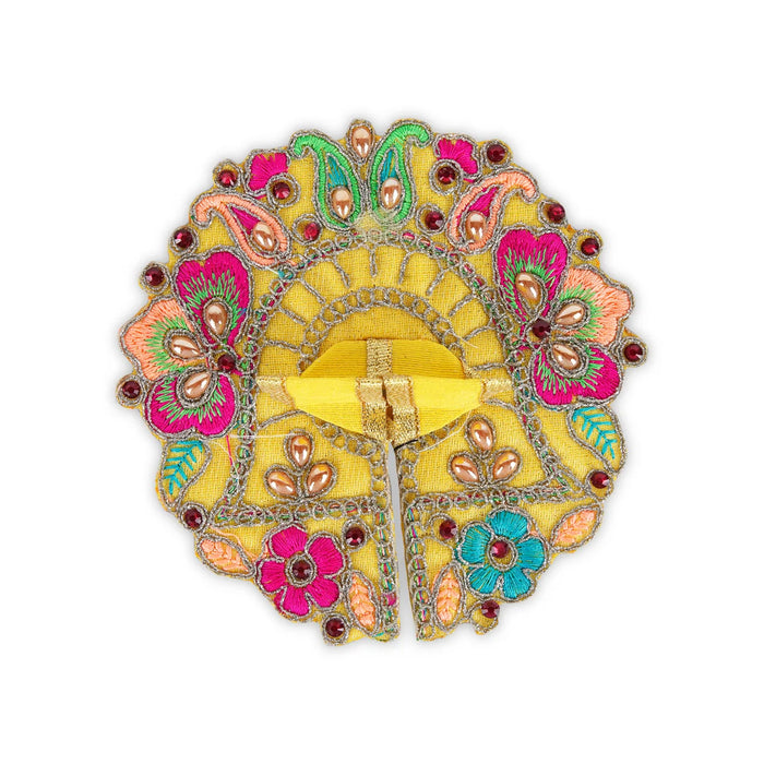 Krishna Dress - 4.5 Inches | Kanha Dress/ Krishna Costume/ Embroidery With Stone Krishna Poshak for Deity - Laddu Gopal Dress