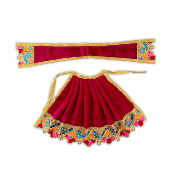 Amman Dress - 5 Inches | Velvet Amman Pavadai/ Velvet Devi Costume for Deity - Devi Dress