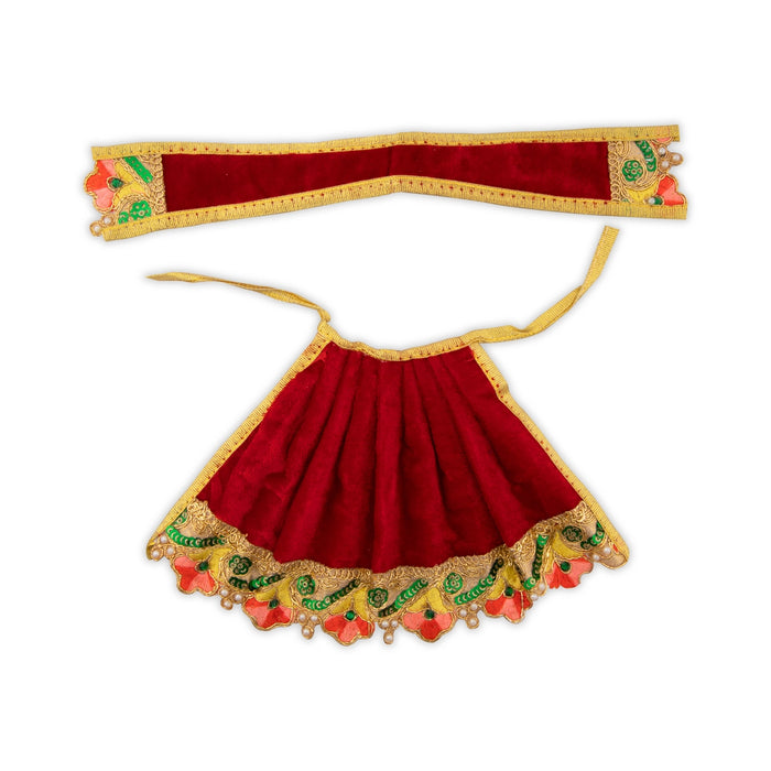 Amman Dress - 5 Inches | Velvet Amman Pavadai/ Velvet Devi Costume for Deity - Devi Dress