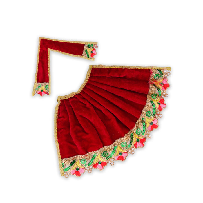Amman Pavadai - 6 x 11 Inches | Velvet Mata Dress/ Devi Vastra/ Mata Poshak for Deity/ Assorted Colour - Devi Dress