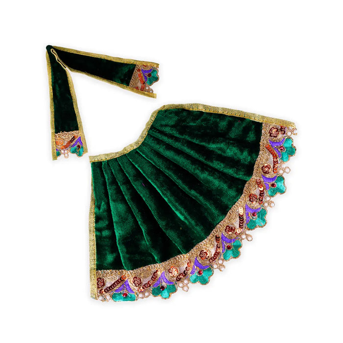 Amman Pavadai - 6 x 11 Inches | Velvet Mata Dress/ Devi Vastra/ Mata Poshak for Deity/ Assorted Colour - Devi Dress