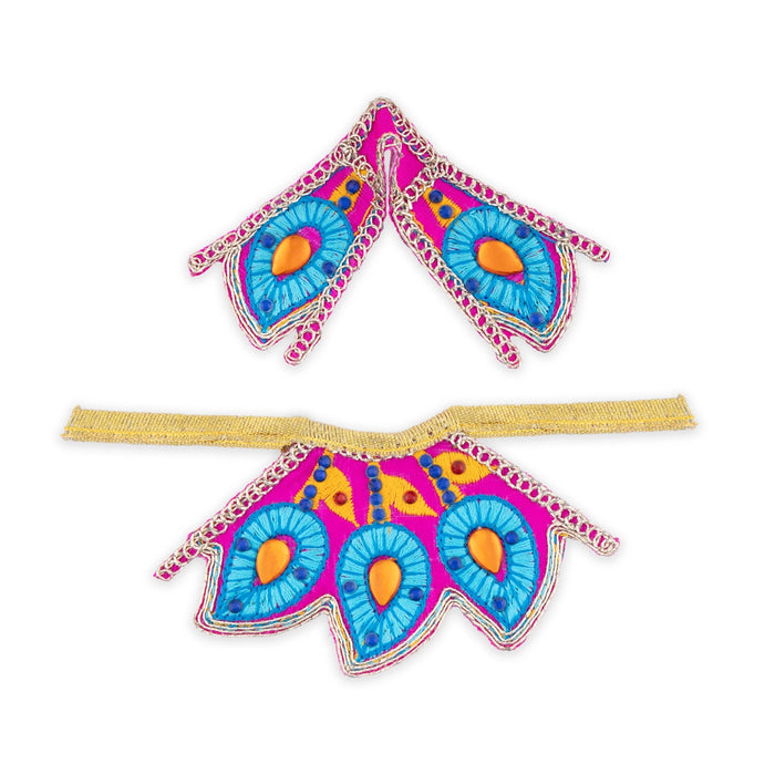 Devi Dress - 2 Inches | Mata Rani Poshak/ Embroidery & Stone Design Mata Dress for Deity/ Assorted