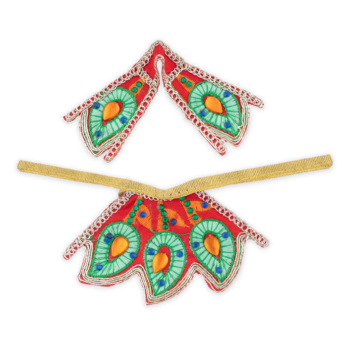 Devi Dress - 2 Inches | Mata Rani Poshak/ Embroidery & Stone Design Mata Dress for Deity/ Assorted