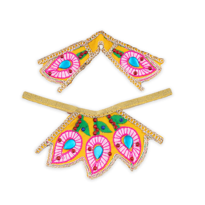 Devi Dress - 2 Inches | Mata Rani Poshak/ Embroidery & Stone Design Mata Dress for Deity/ Assorted
