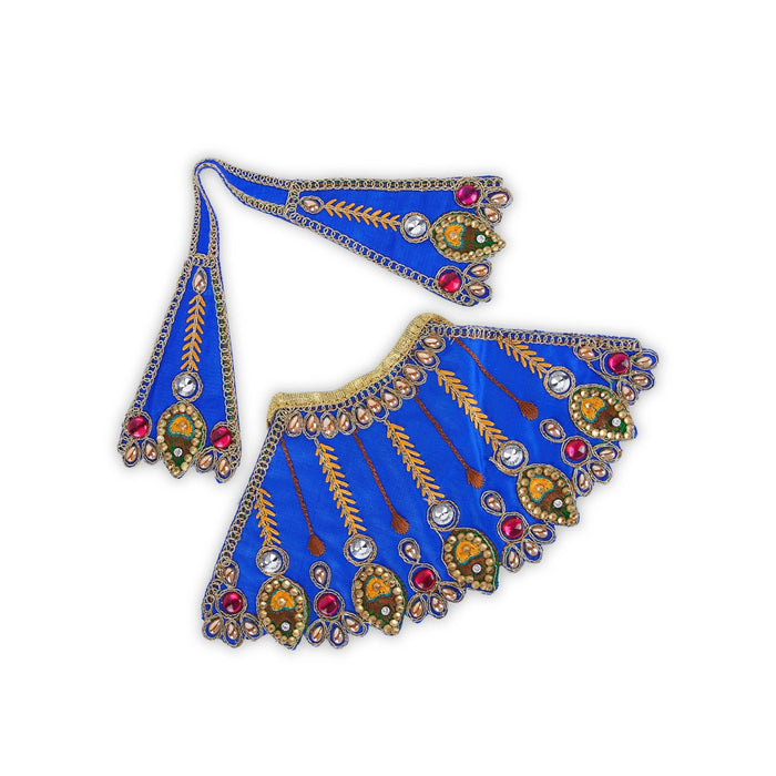 Devi Dress - 4 x 9 Inches | Mata Rani Poshak/ Embroidery Amman Pavadai/ Stone Work Devi Vastra for Deity - Devi Dress