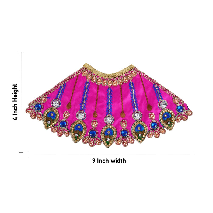 Devi Dress - 4 x 9 Inches | Mata Rani Poshak/ Embroidery Amman Pavadai/ Stone Work Devi Vastra for Deity - Devi Dress