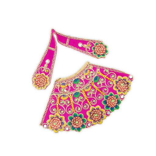 Devi Dress - 5 x 11 Inches | Mata Rani Poshak/ Stone & Embroidery Design Amman Pavadai/ Devi Vastra for Deity - Devi Dress