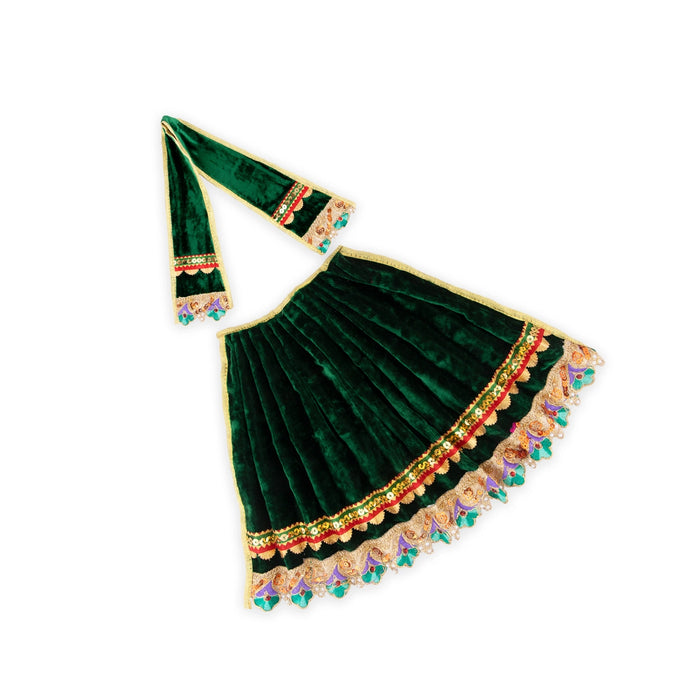 Amman Dress - 10 Inches | Velvet Amman Pavadai/ Velvet Devi Costume for Deity - Devi Dress