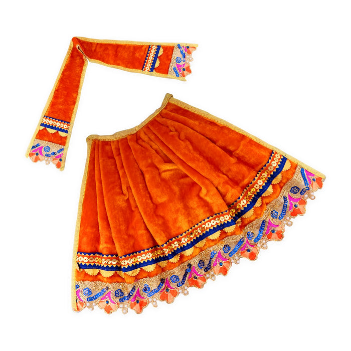 Amman Pavadai - 8 x 14 Inches | Velvet Mata Dress/ Devi Vastra/ Mata Poshak for Deity/ Assorted Colour - Devi Dress