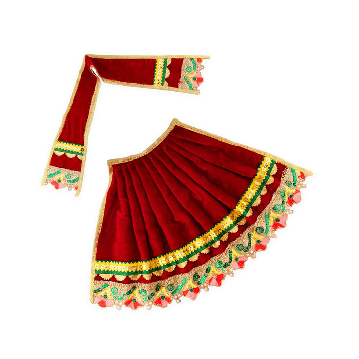 Amman Pavadai - 8 x 14 Inches | Velvet Mata Dress/ Devi Vastra/ Mata Poshak for Deity/ Assorted Colour