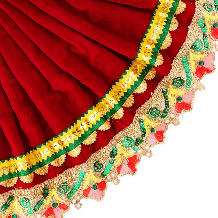 Amman Pavadai - 8 x 14 Inches | Velvet Mata Dress/ Devi Vastra/ Mata Poshak for Deity/ Assorted Colour - Devi Dress