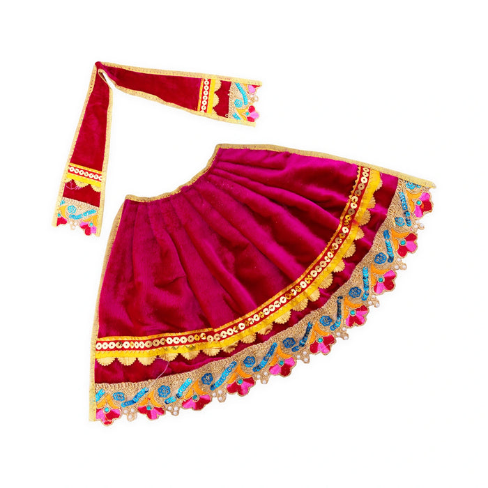 Amman Pavadai - 8 x 14 Inches | Velvet Mata Dress/ Devi Vastra/ Mata Poshak for Deity/ Assorted Colour - Devi Dress