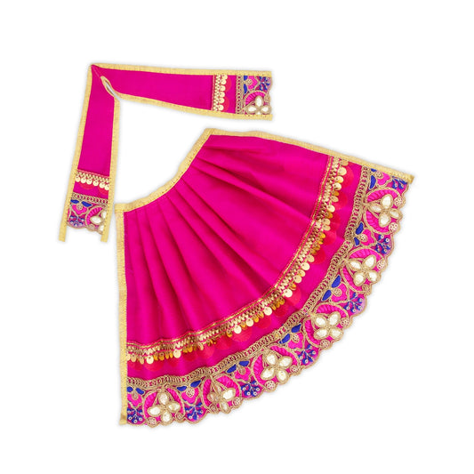 Amman Pavadai - 7 x 14 Inches | Devi Vastra/ Mata Dress/ Golden Border Mata Poshak for Deity/ Assorted Colour - Devi Dress