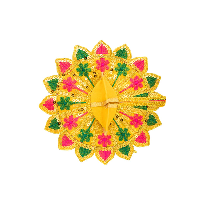 Krishna Dress - Size 4 | Fancy Work Laddu Gopal Ji Vastra / Gol Poshak / Kanha Dress for Deity
