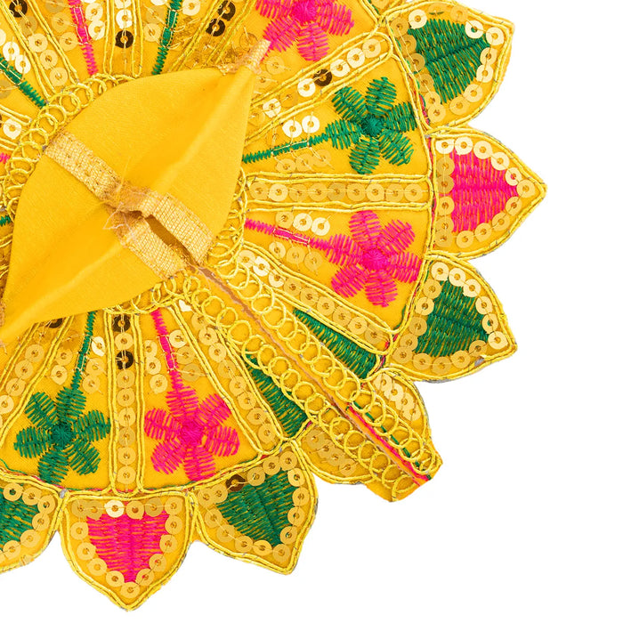 Krishna Dress - Size 4 | Fancy Work Laddu Gopal Ji Vastra / Gol Poshak / Kanha Dress for Deity