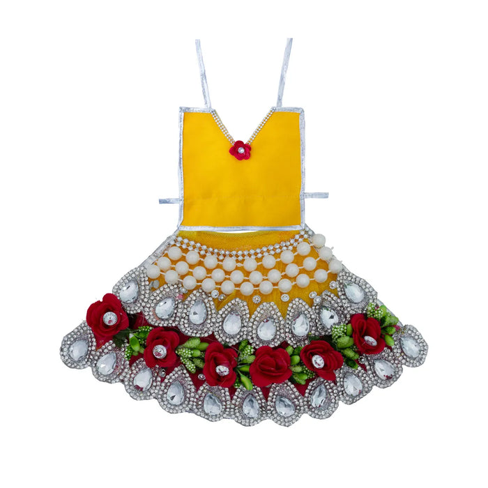 Devi Dress - 4 Inches | Lehenga Patka / Mata Rani Poshak / Embroidery Amman Pavadai For Deity Decor" - Devi Dress