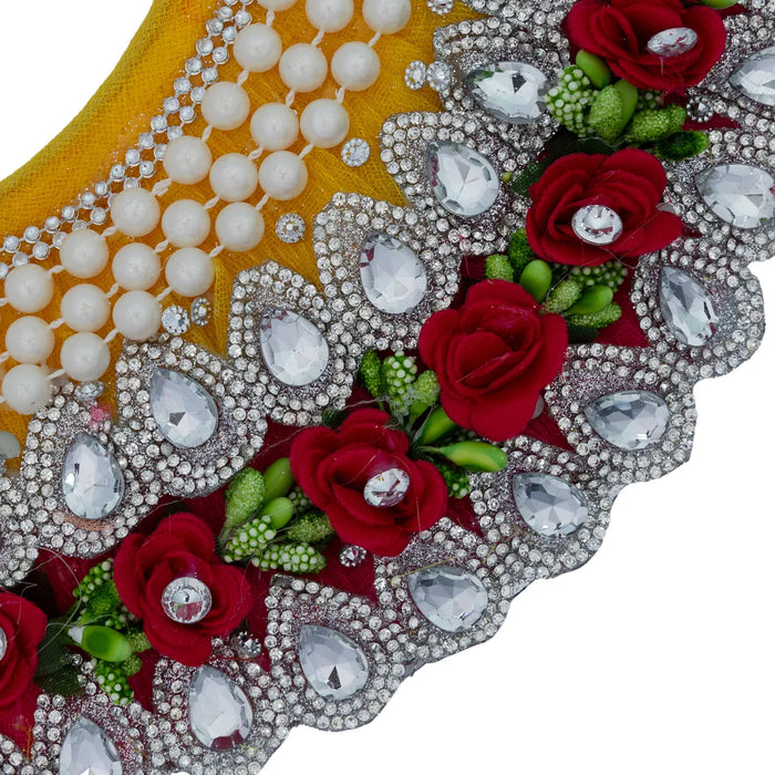 Devi Dress - 4 Inches | Lehenga Patka / Mata Rani Poshak / Embroidery Amman Pavadai For Deity Decor" - Devi Dress