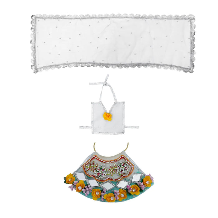 Devi Dress - 4 Inches | Lehenga Patka / Mata Rani Poshak / Embroidery Amman Pavadai For Deity Decor" - Devi Dress