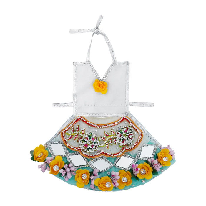 Devi Dress - 4 Inches | Lehenga Patka / Mata Rani Poshak / Embroidery Amman Pavadai For Deity Decor" - Devi Dress