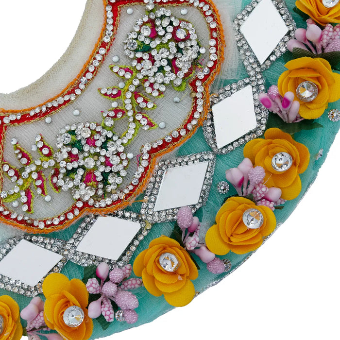 Devi Dress - 4 Inches | Lehenga Patka / Mata Rani Poshak / Embroidery Amman Pavadai For Deity Decor" - Devi Dress