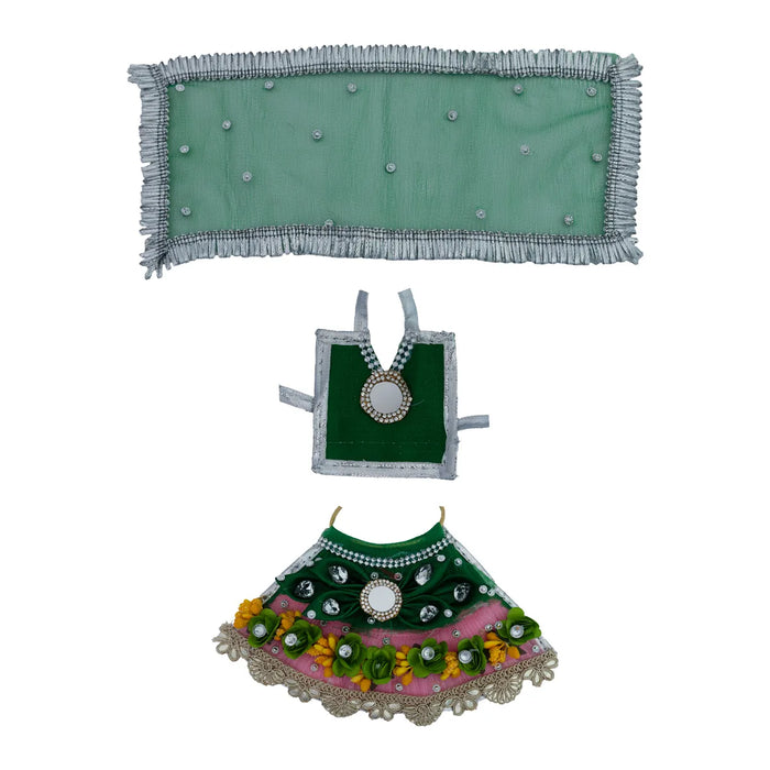 Devi Dress - 4 Inches | Lehenga Patka / Mata Rani Poshak / Embroidery Amman Pavadai For Deity Decor" - Devi Dress