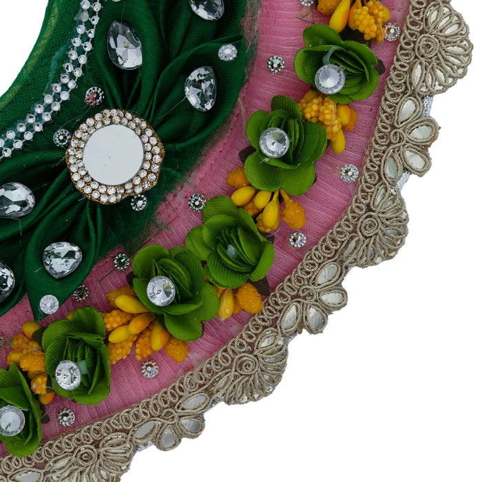 Devi Dress - 4 Inches | Lehenga Patka / Mata Rani Poshak / Embroidery Amman Pavadai For Deity Decor" - Devi Dress