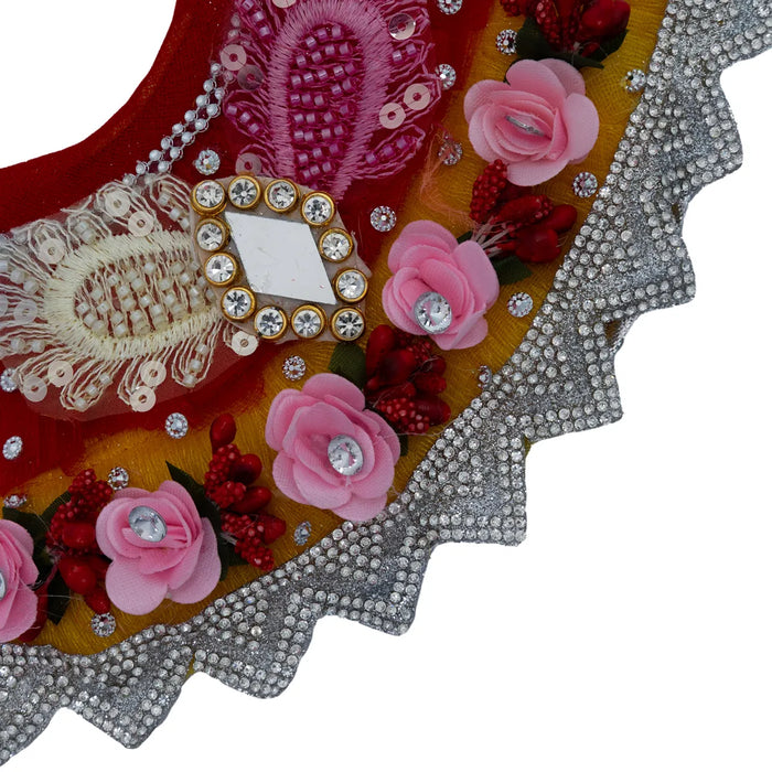 Devi Dress - 4 Inches | Lehenga Patka / Mata Rani Poshak / Embroidery Amman Pavadai For Deity Decor" - Devi Dress