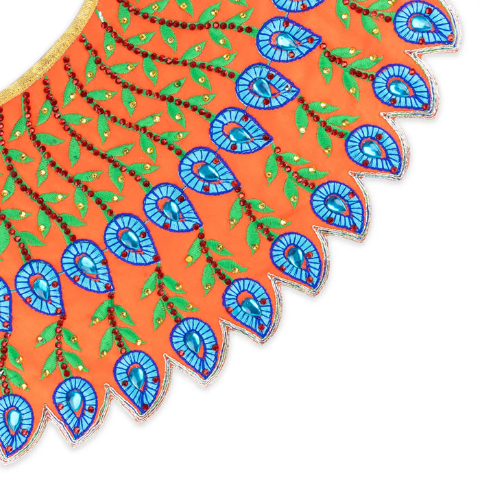 Devi Dress - 9 x 18 Inches | Mata Rani Poshak/ Stone with Embroidery Design Amman Pavadai/ Devi Vastra for Deity - Devi Dress