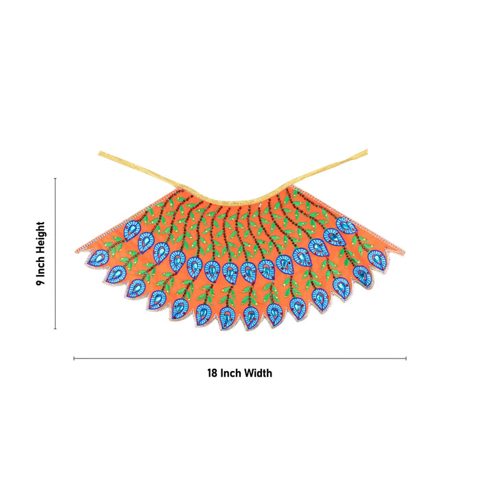 Devi Dress - 9 x 18 Inches | Mata Rani Poshak/ Stone with Embroidery Design Amman Pavadai/ Devi Vastra for Deity - Devi Dress