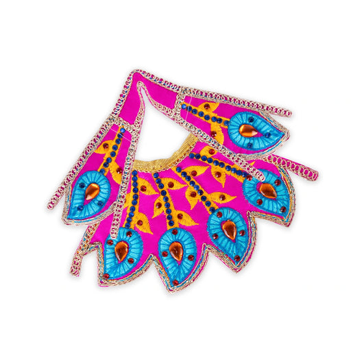 Devi Dress - 3 x 7 Inches | Peacock Feather & Stone Design Mata Dress/ Amman Pavadai for Deity - Devi Dress