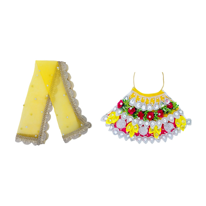 Amman Pavadai - 6 Inches | Mata Rani Poshak / Lehenga Patka / Devi Dress For Deity Decor - Devi Dress