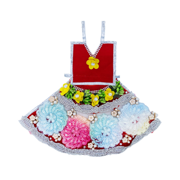 Amman Pavadai - 6 Inches | Mata Rani Poshak / Lehenga Patka / Devi Dress For Deity Decor - Devi Dress