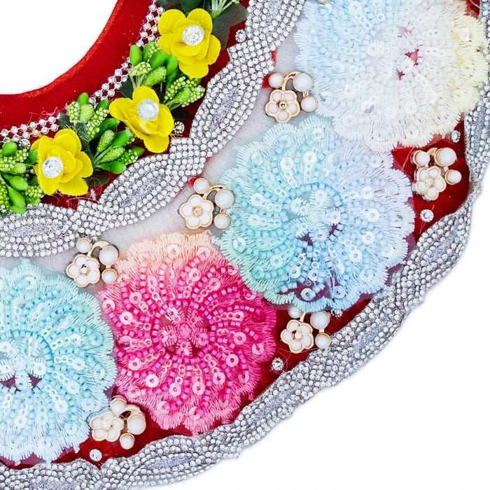 Amman Pavadai - 6 Inches | Mata Rani Poshak / Lehenga Patka / Devi Dress For Deity Decor - Devi Dress