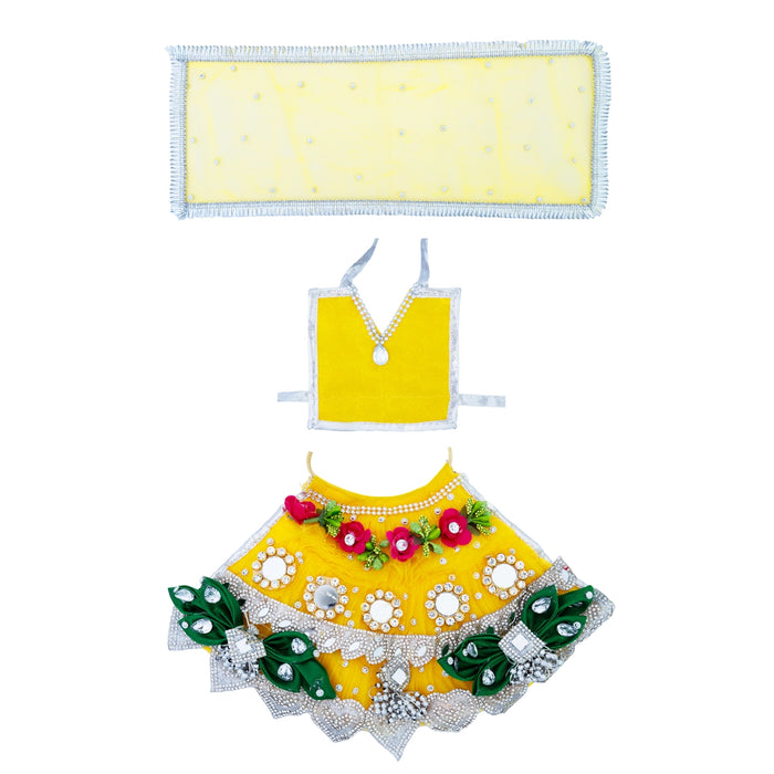 Amman Pavadai - 6 Inches | Mata Rani Poshak / Lehenga Patka / Devi Dress For Deity Decor - Devi Dress