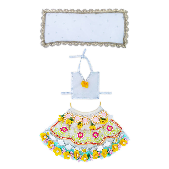 Amman Pavadai - 6 Inches | Mata Rani Poshak / Lehenga Patka / Devi Dress For Deity Decor - Devi Dress