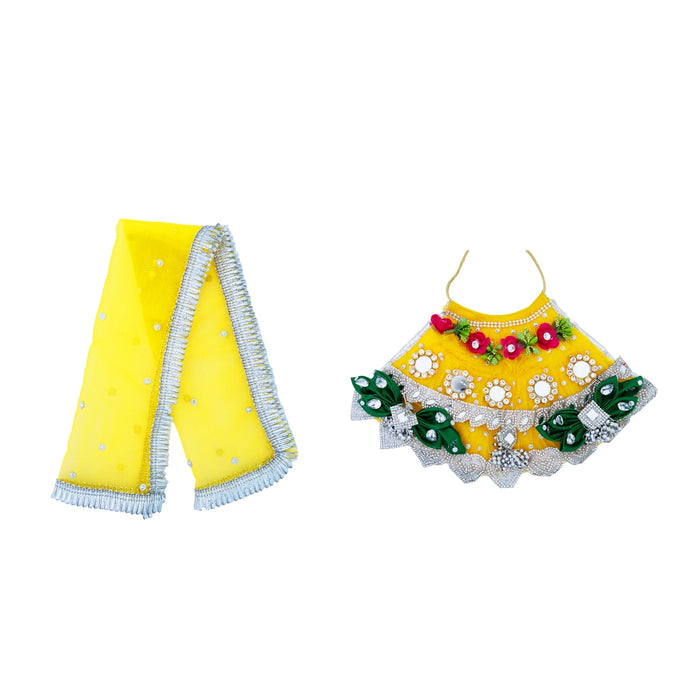 Amman Pavadai - 6 Inches | Mata Rani Poshak / Lehenga Patka / Devi Dress For Deity Decor - Devi Dress