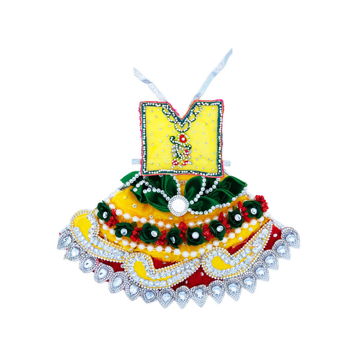 Amman Pavadai - 6 Inches | Mata Rani Poshak / Lehenga Patka / Devi Dress For Deity Decor - Devi Dress