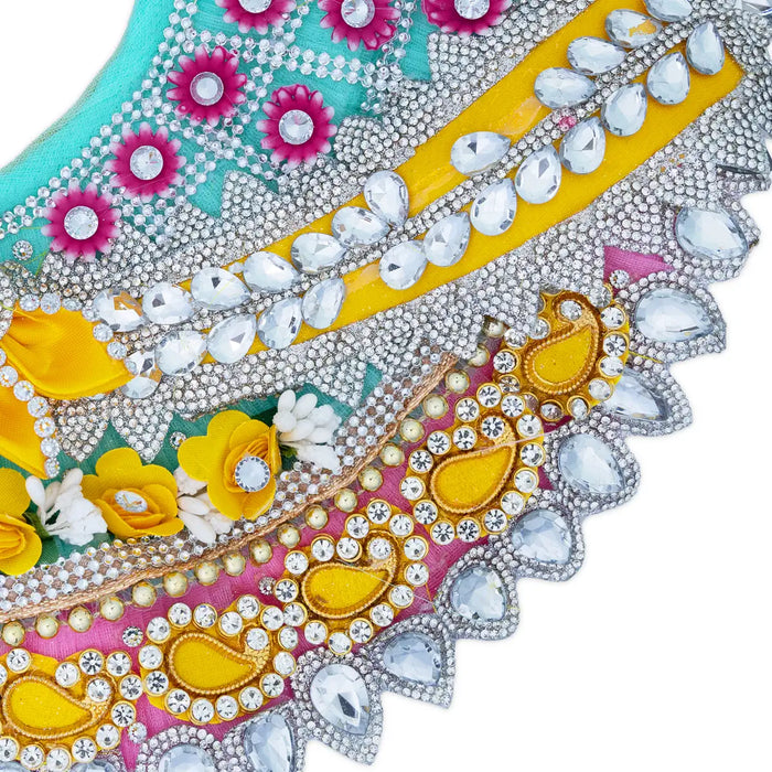 Amman Pavadai - 6 Inches | Mata Rani Poshak / Lehenga Patka / Devi Dress For Deity Decor - Devi Dress