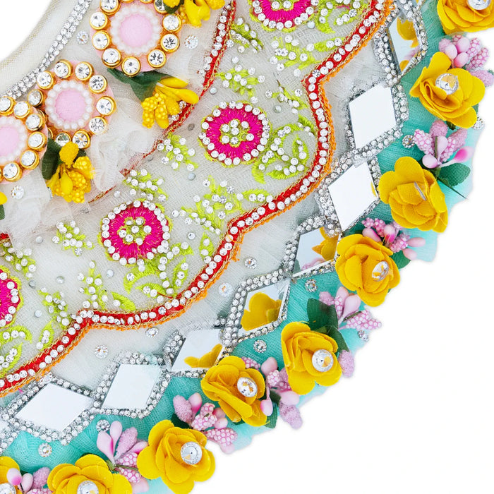 Amman Pavadai - 6 Inches | Mata Rani Poshak / Lehenga Patka / Devi Dress For Deity Decor - Devi Dress